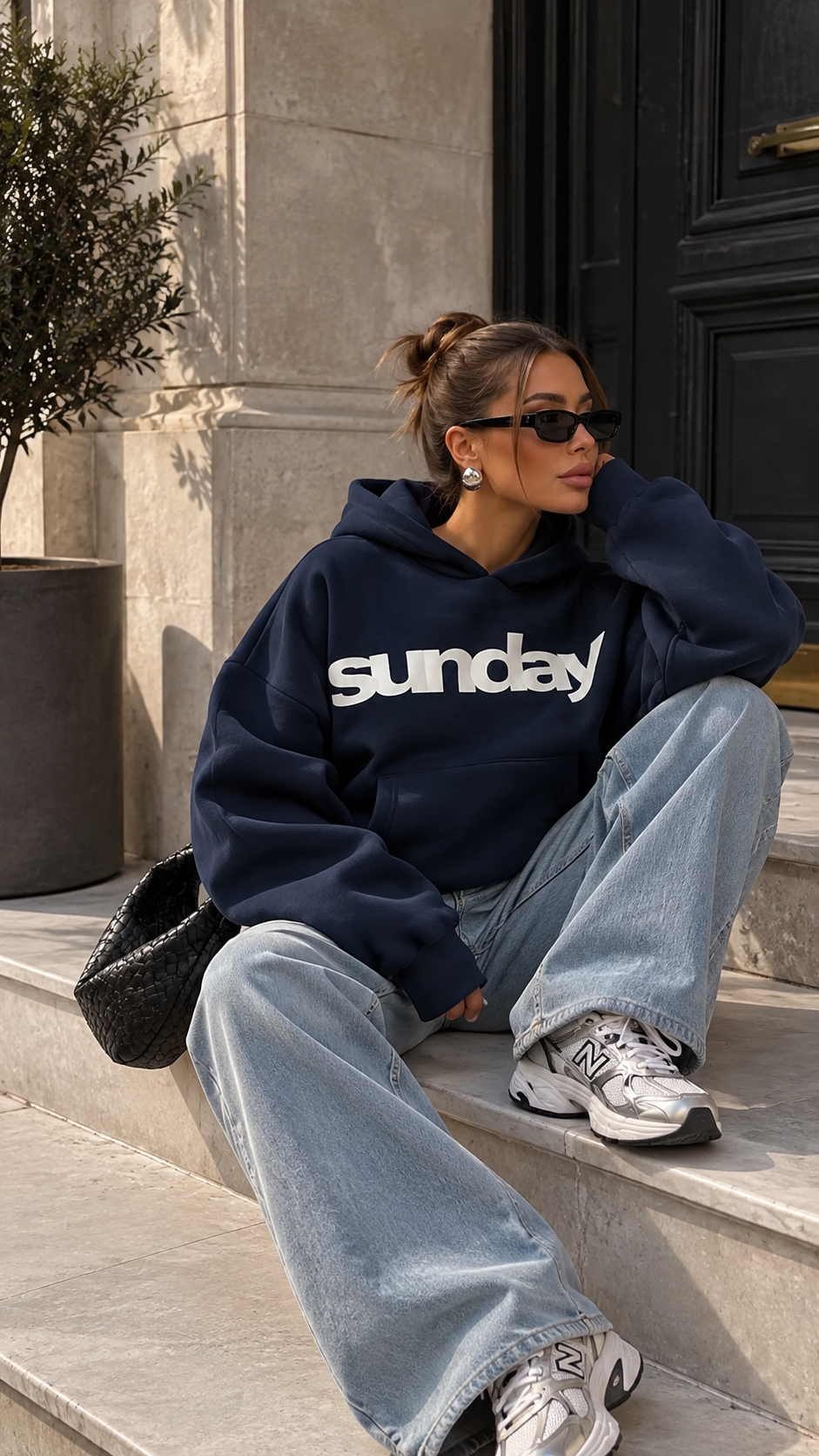 İndigo Kapüşonlu Sweatshirt