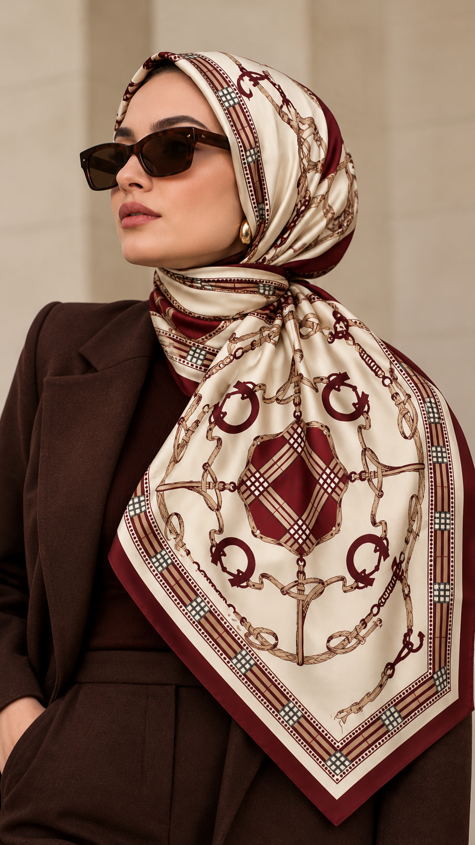 Bordoberry İpek Şal