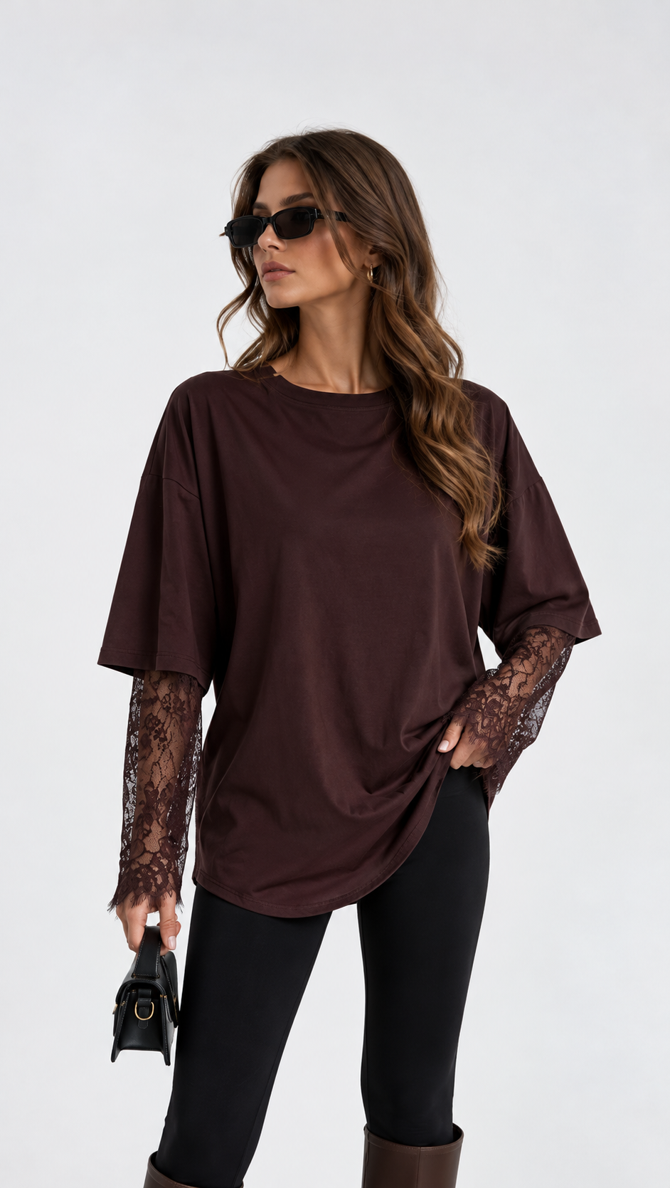 Dantel Kollu Oversize T-Shirt