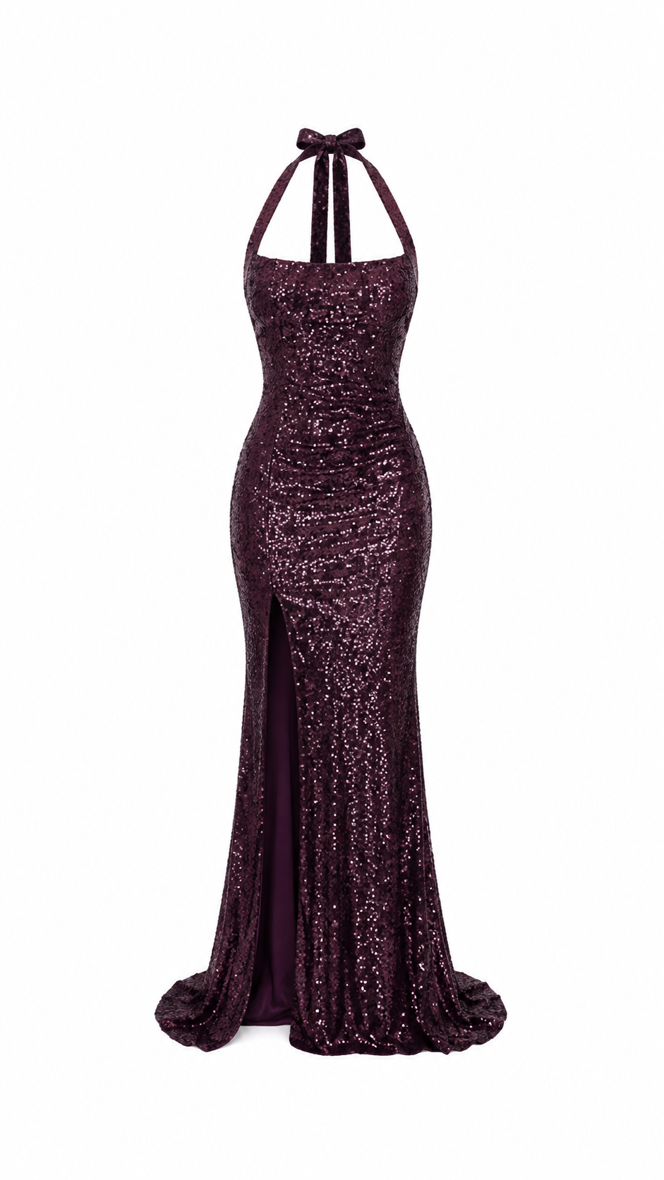 Bordo Payetli Bodycon Elbise