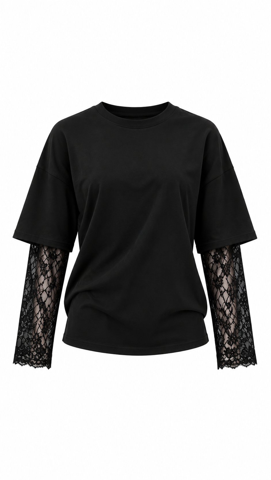 Dantel Kollu  Oversize T-Shirt