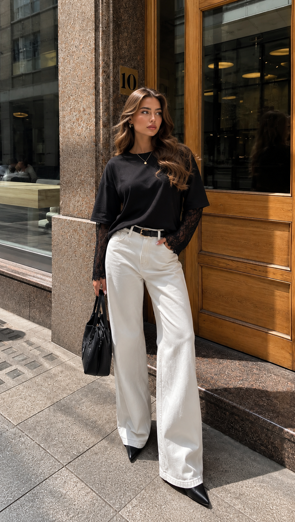 Dantel Kollu  Oversize T-Shirt