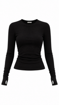 Siyah Thumbhole Fit Bluz