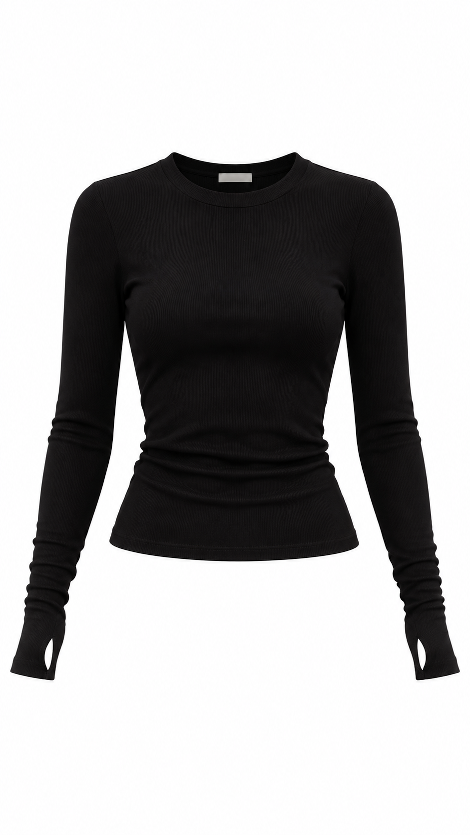 Siyah Thumbhole Fit Bluz