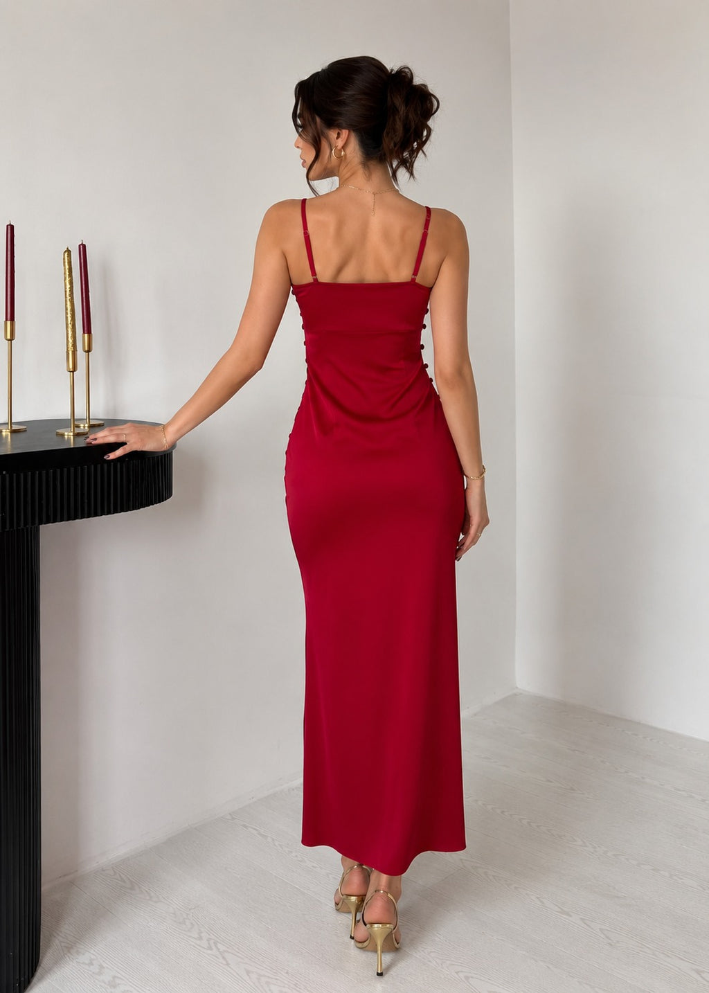 Kırmızı Işıltılı Slip Elbise