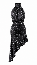 Halter Yaka Puantiyeli Slip Elbise