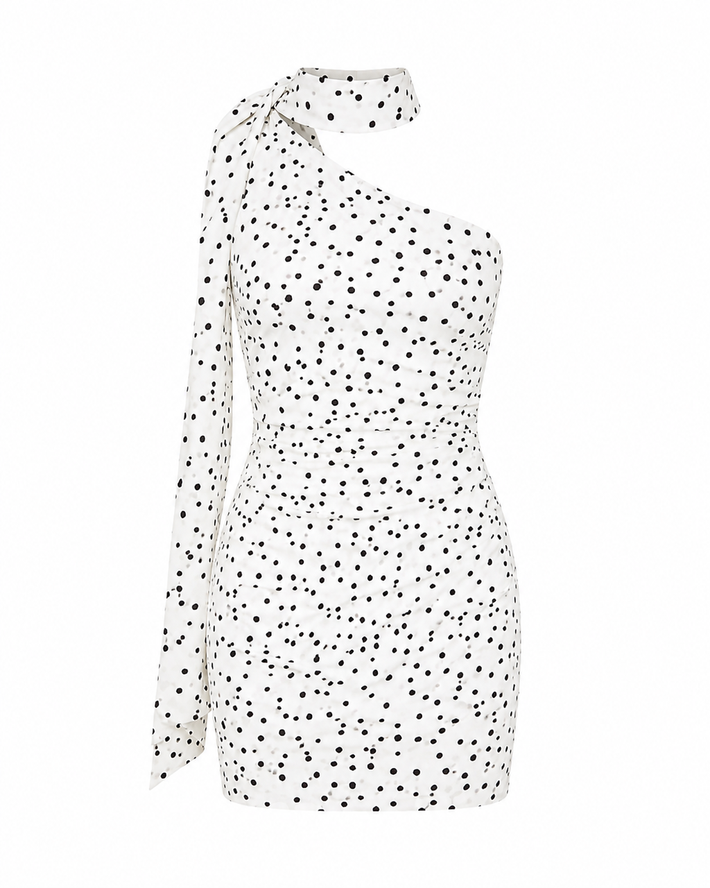 Beyaz Puantiyeli Bodycon Mini Elbise