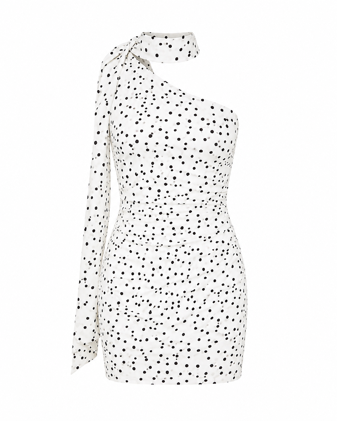 Beyaz Puantiyeli Bodycon Mini Elbise