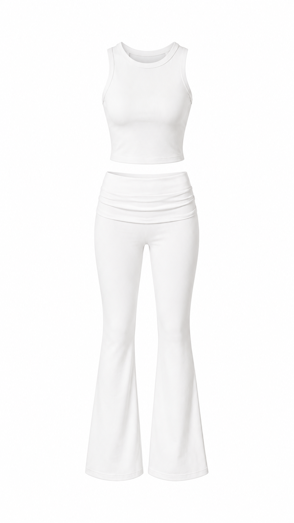 White Fit Crop Takım