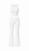White Fit Crop Takım