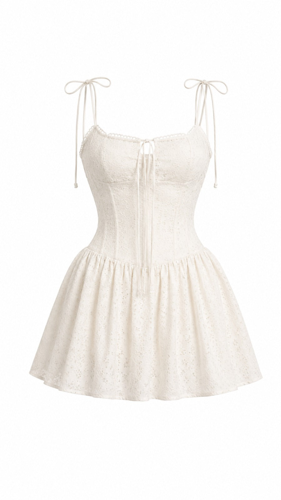 Bej Fit & Flare Mini Elbise