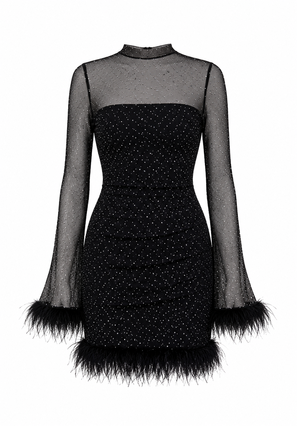 Siyah Payetli Mini Bodycon Elbise