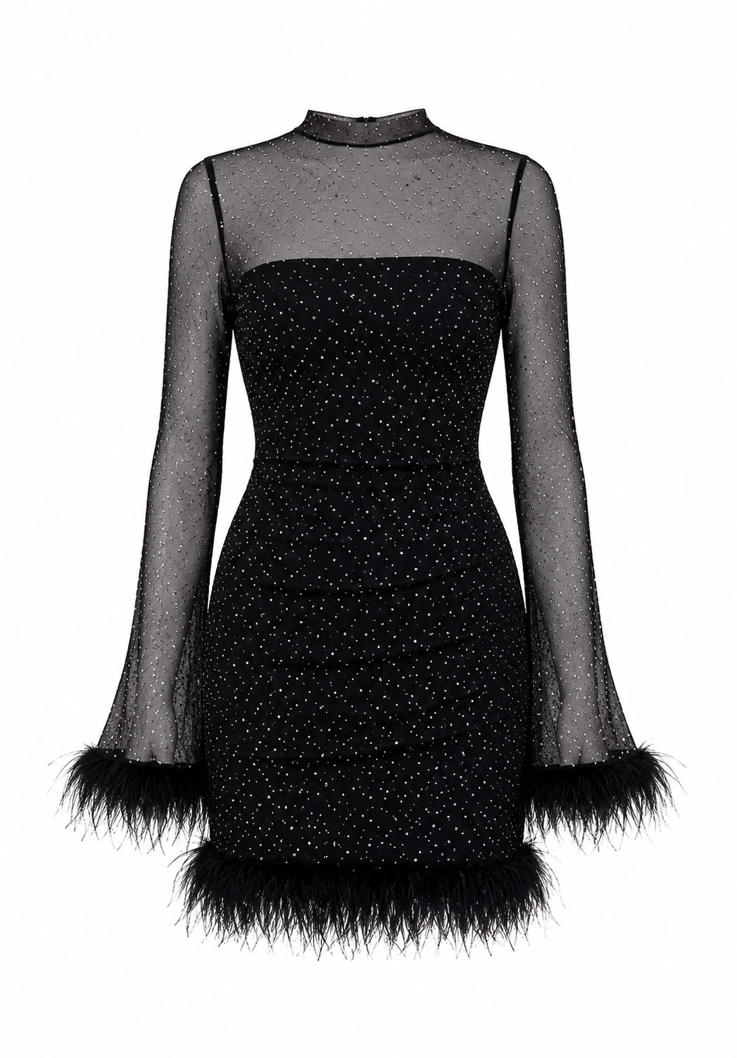 Siyah Payetli Mini Bodycon Elbise