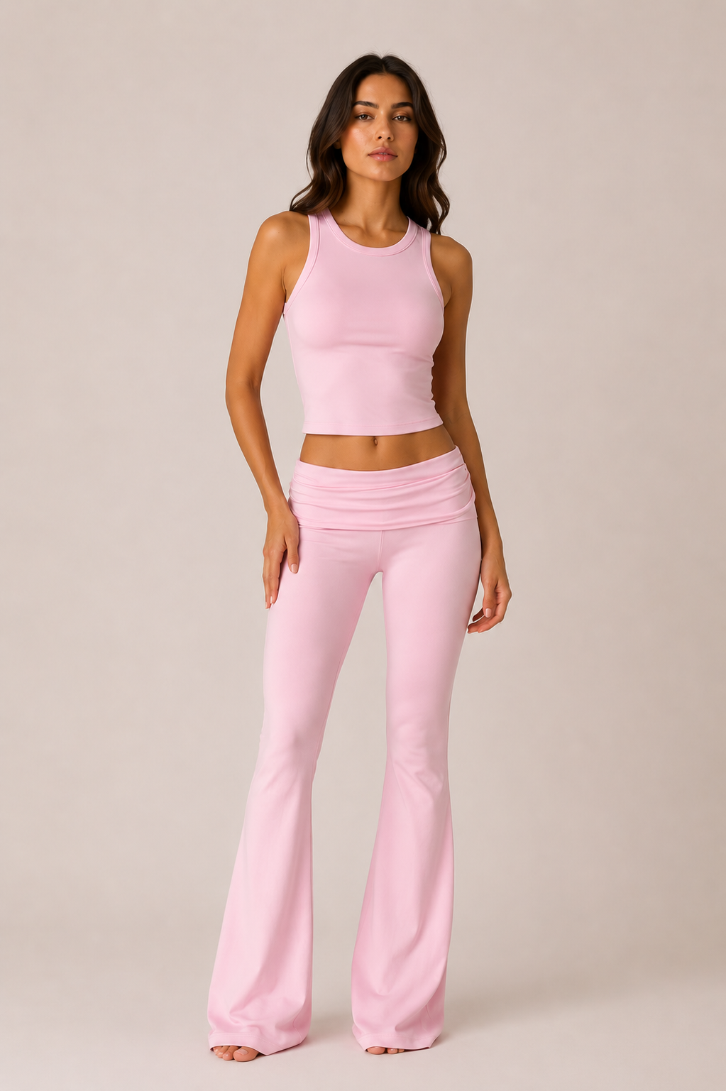 Pink Fit Crop Takım