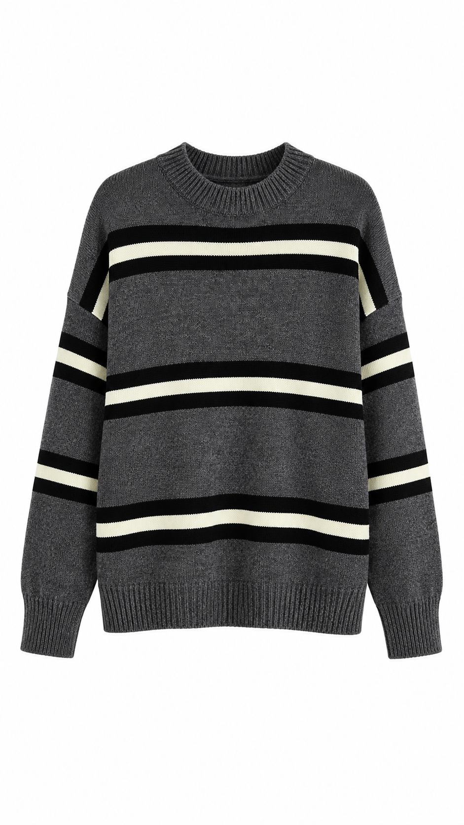 Oversize Fit Çizgili Kazak