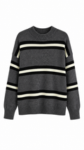 Oversize Fit Çizgili Kazak