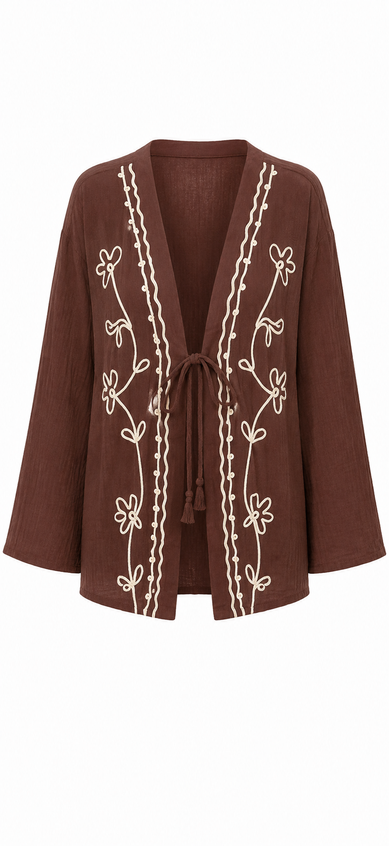 Çiçekli V Yakalı Kimono