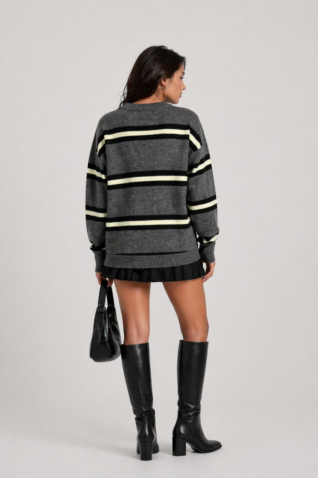Oversize Fit Çizgili Kazak
