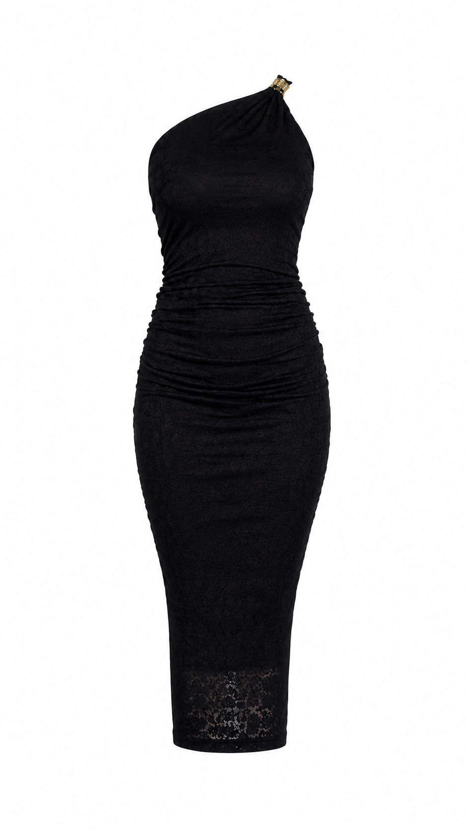Siyah Tek Omuz Bodycon Elbise